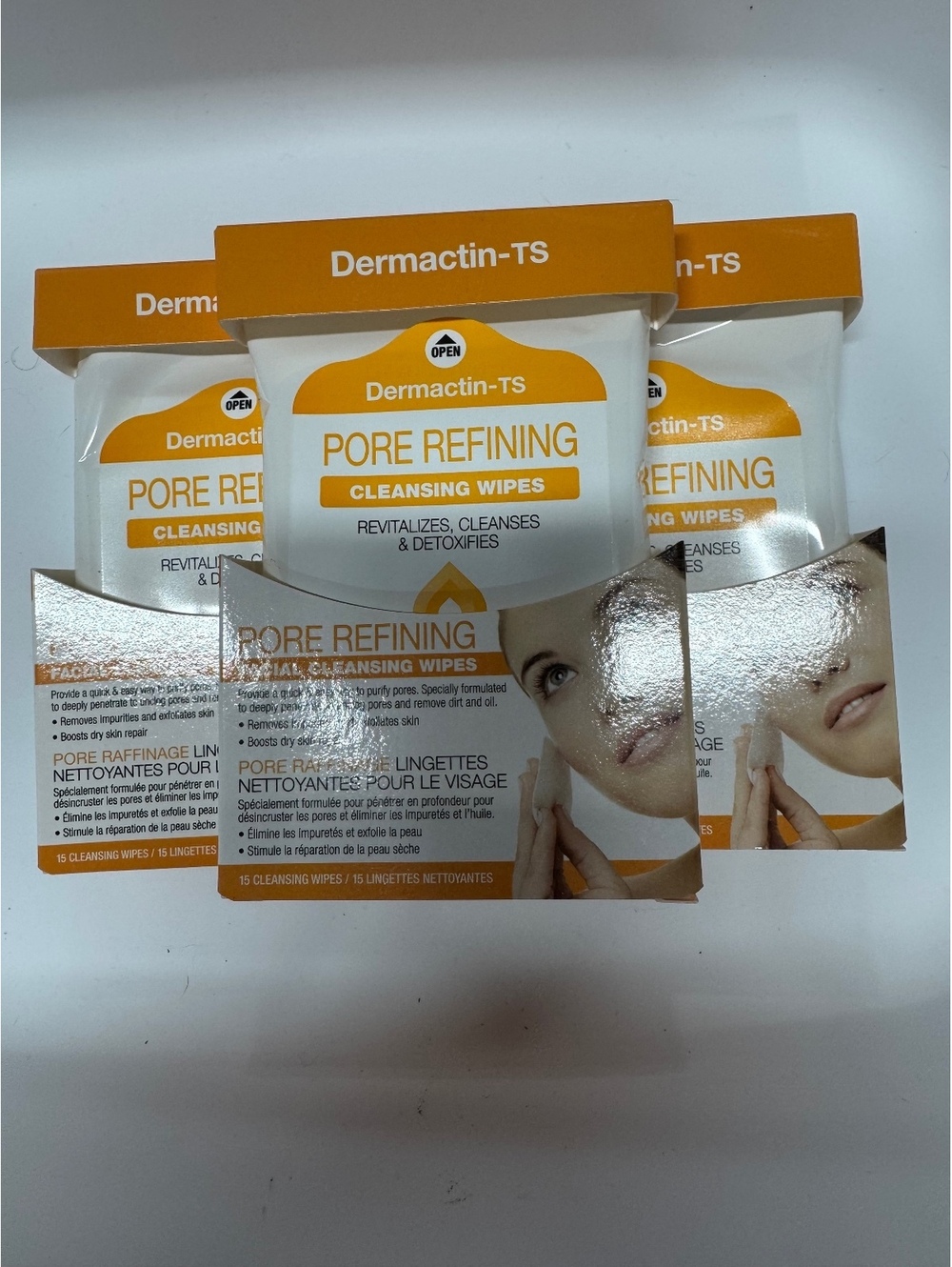 Dermactin-TS Pore Refining Cleansing Wipes - 15 Wipes per Pack - 3 Packs